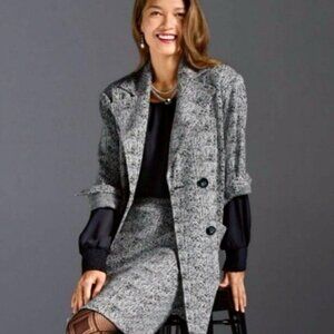 CAbi Agent Black Herringbone Double-Breasted Blazer Jacket | Size M